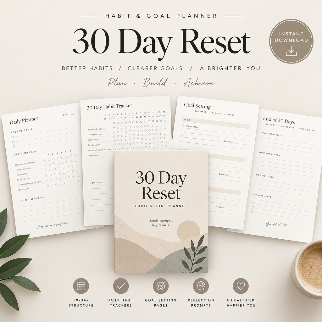 30 Day Reset Habit Goal Planner