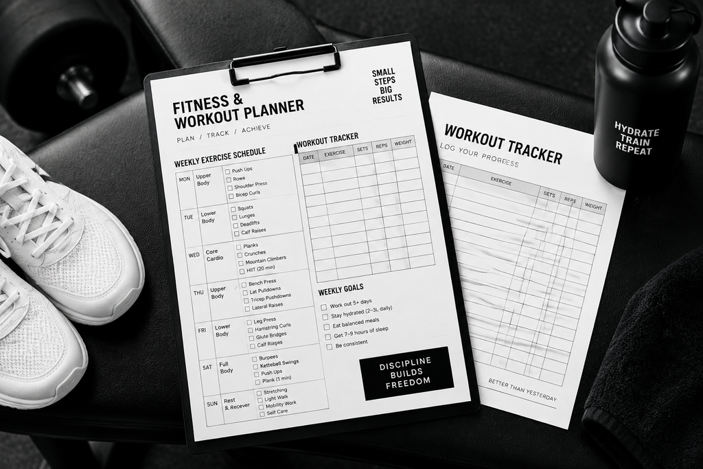 Minimalist Fitness Planner Mockup