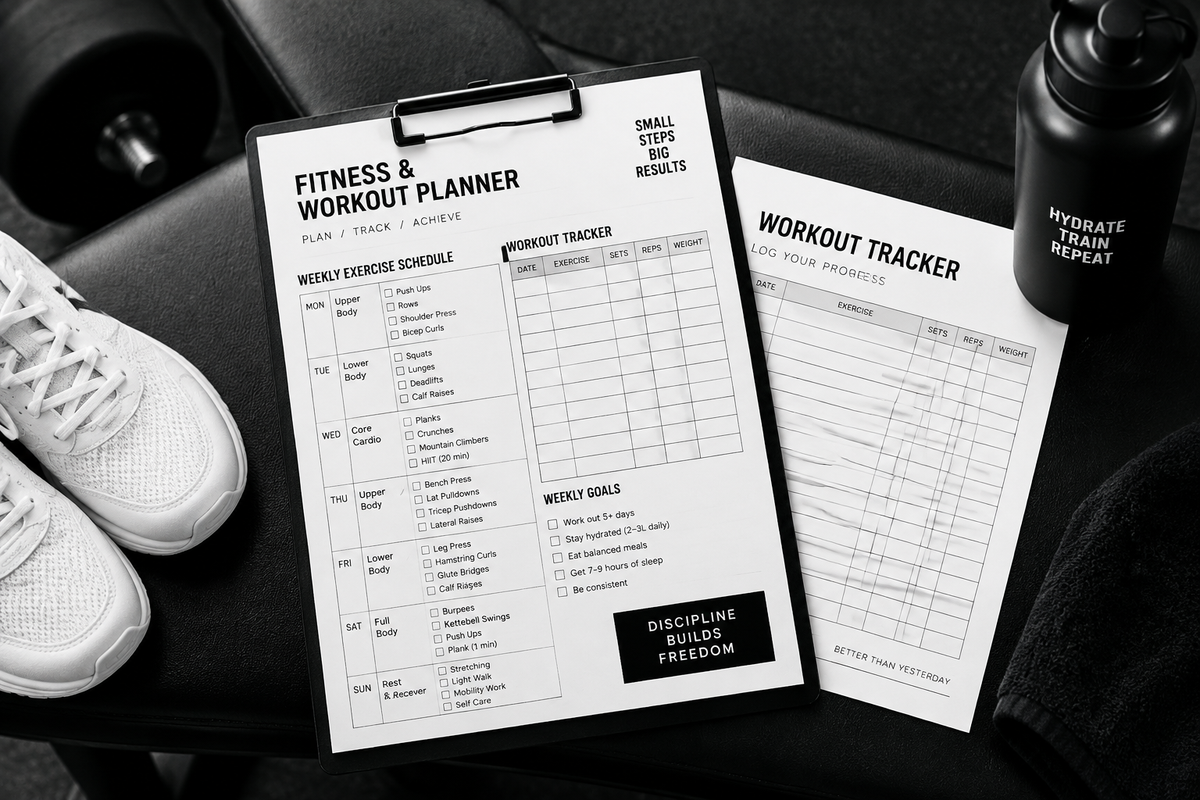 Minimalist Fitness Planner Mockup