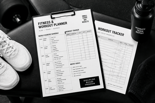 Minimalist Fitness Planner Mockup