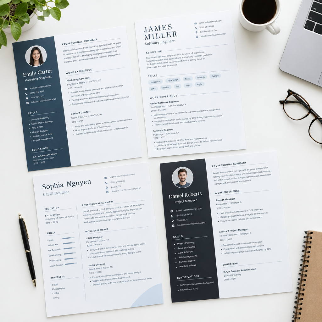 Cv Format Types Resume Template Pack 3 Editable Word Resumes + Cover Letter (Instant D ...
