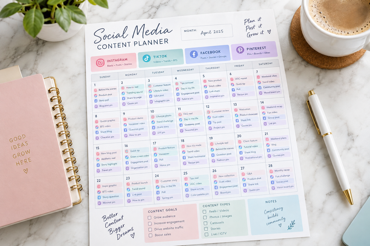 Social Media Content Planner Mockup