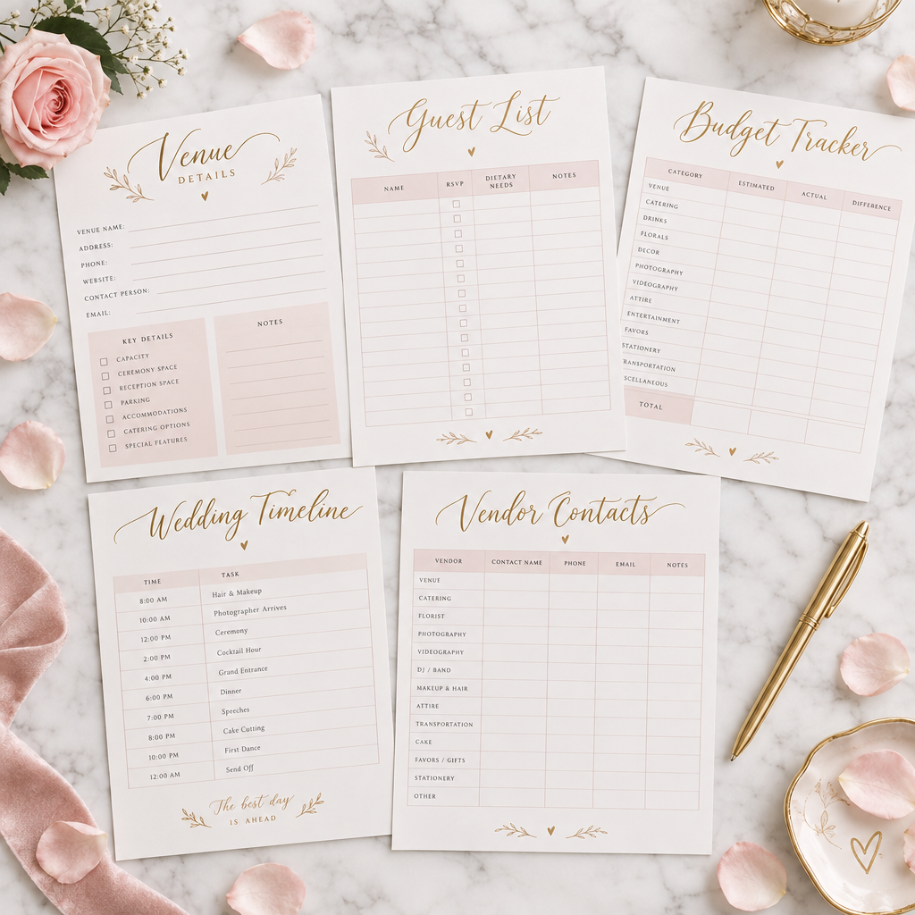 Wedding Planner Printable Flat Lay