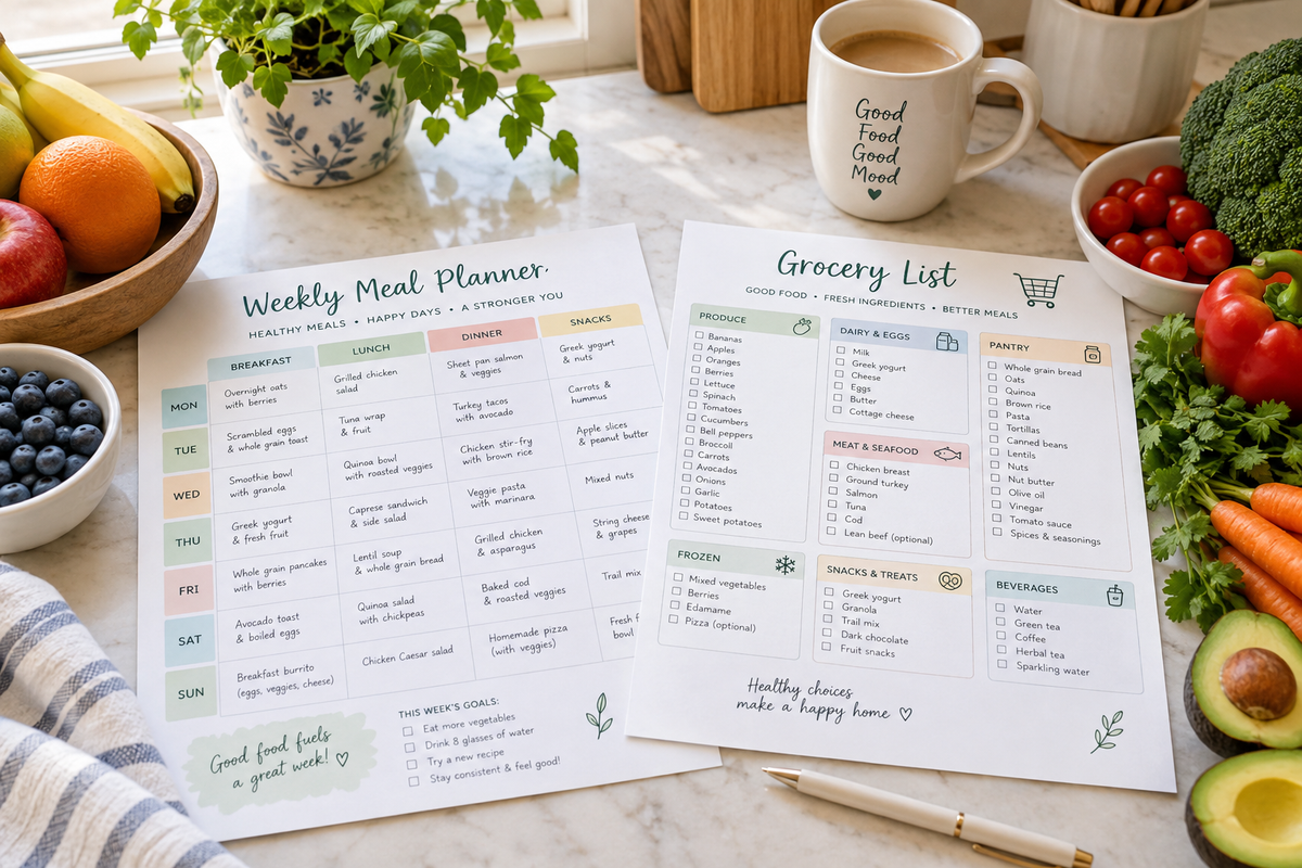 Weekly Meal Planner Lifestyle Mockup